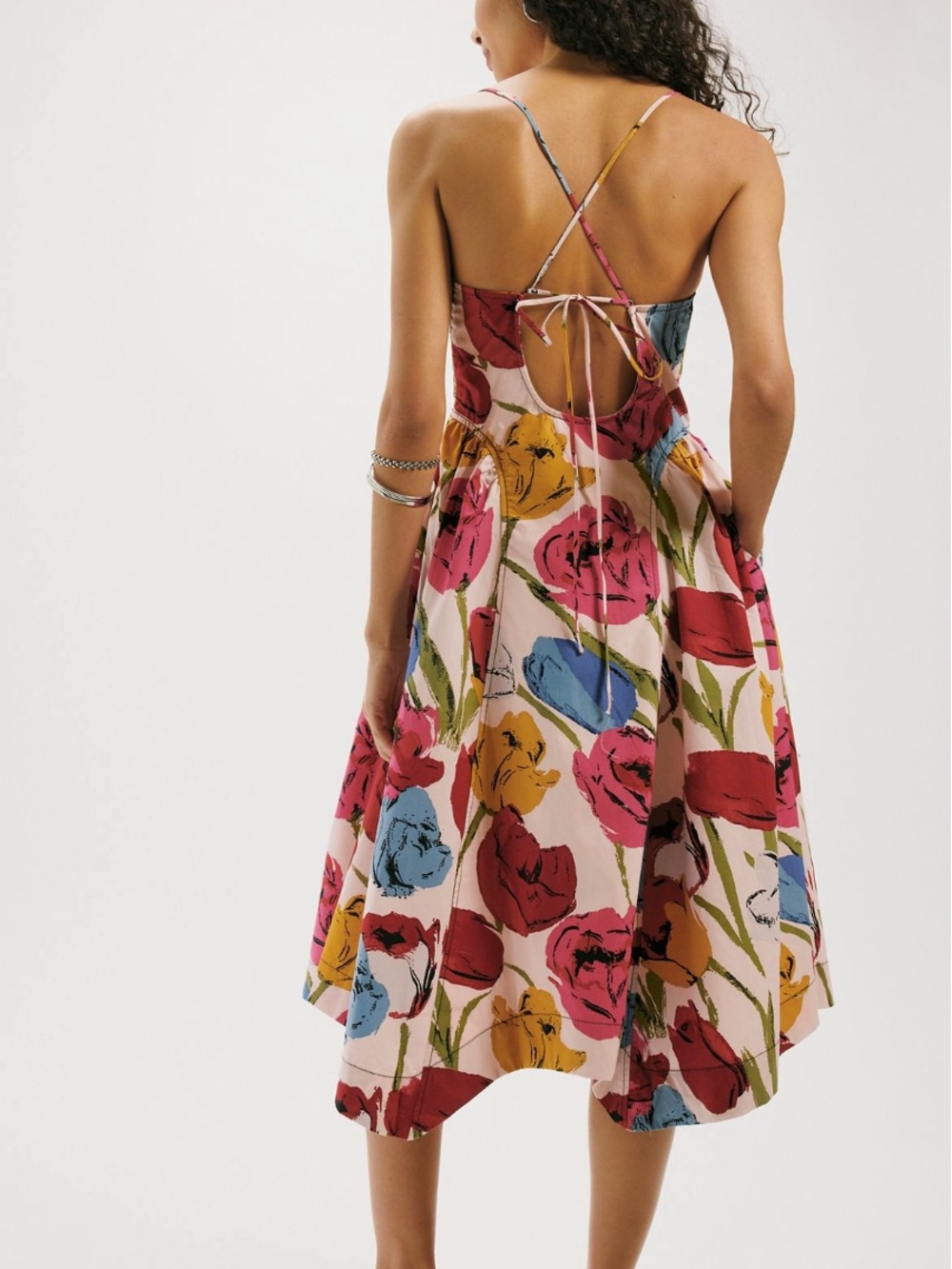 NWT Free People Cherish Midi Dress-Spring Combo Pink - Picture 2 of 7